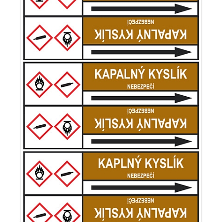 Značení potrubí, kapalný kyslík